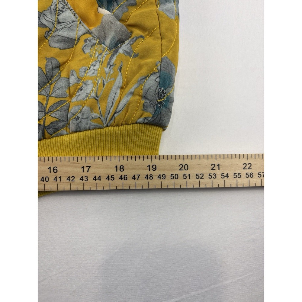 Elan Aubray Quilted Bomber Jacket Floral Print Yellow Gray Full Zip. Women's Med - Picture 12 of 16